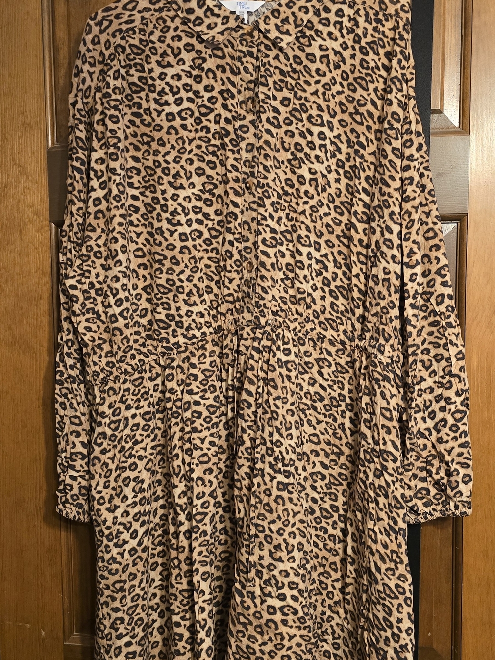 Time and Tru Leopard Print Midi Dress in Tan and Black